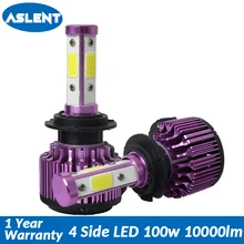 Buy Aslent NEW 4 side Lumens 100W 10000LM H4 H7 Auto led H11 9005 9006 H13 9004 9007 9012 lamp for Cars Headlight Bulb Automobiles Free Shipping