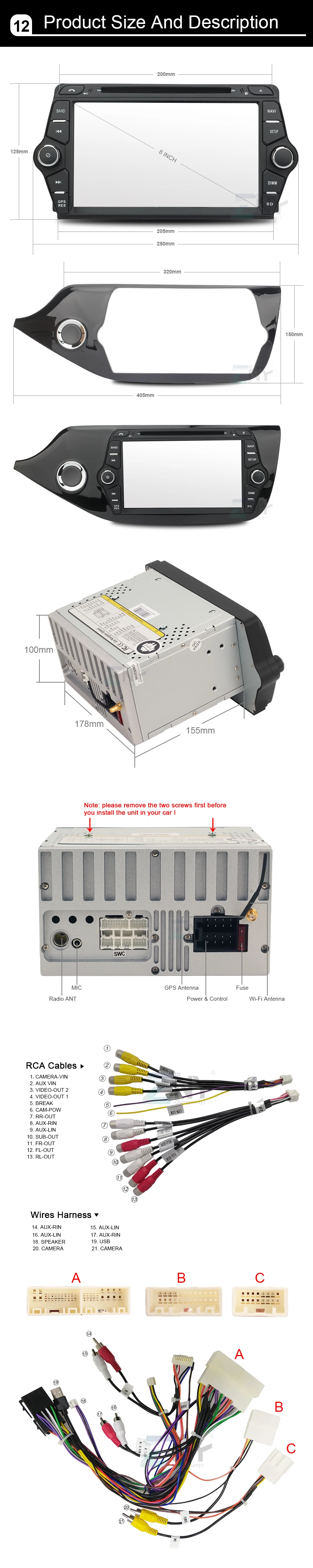 Top 8" HD Android 8.1 Car DVD Stereo For Kia Ceed 2012 2013 2014 2015 2016 2017 Auto Radio FM RDS WiFi GPS Navigation Reverse Camera 13