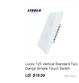 LIVOLO США/AU стандартный настенный Сенсорный экран светильник переключатель, 2-ная 2-полосная, Белый/Черный Стекло Панель, VL-C502S-11/12