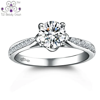 

1 Pc Fashion Genuine 925 Sterling Silver Vintage 4 Claws Middle Finger White Cubic Zirconia Rings For Women Female Jewelry