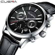 CUENA Quartz Watches Men Luxury Brand Stopwatch Date Luminous Hands Genuine Leather 30M Waterproof Male Watch Black Wristwatches CUENA Quartz Watches Men Luxury Brand Stopwatch Date Luminous Hands Genuine Leather 30M Waterproof Male Watch Black Wristwatches