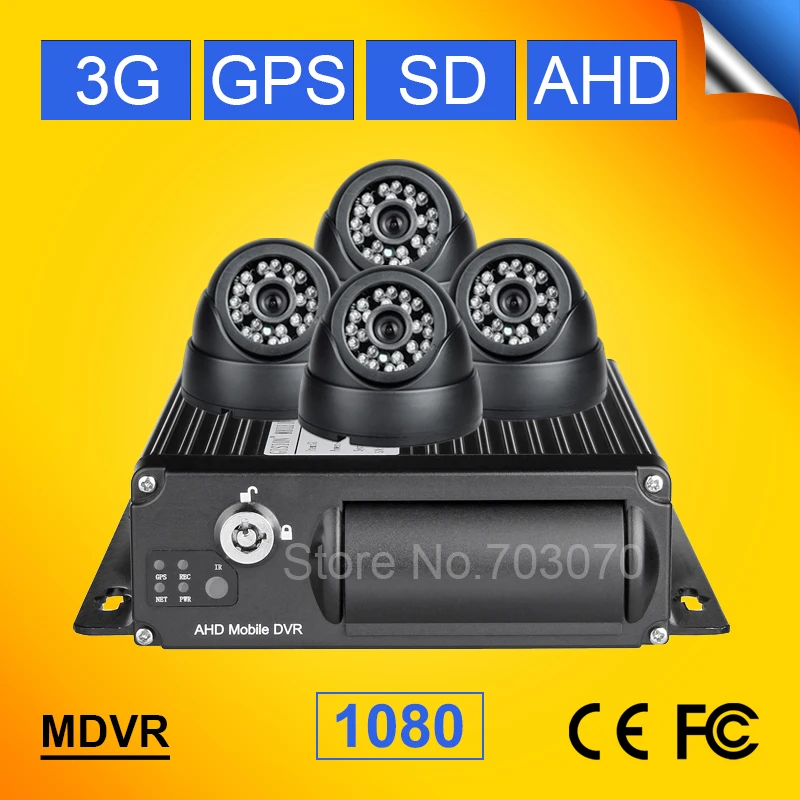 Linux System 4 Channel Video/Audio Input SD H.264 Real Time Remote Monitor 3G GPS Vehicle Car Camera AHD 1080 Mobile Dvr kits