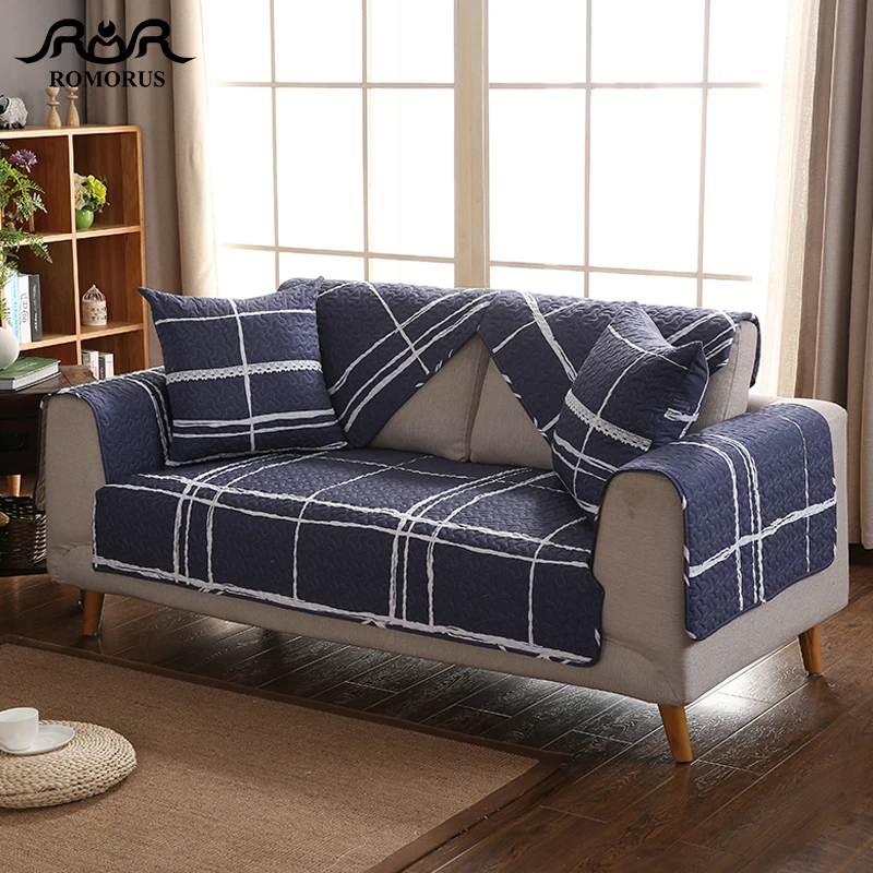 Темно-синий плед-чехол для дивана, хлопок, современные диванные чехлы, противоскользящие l-образные секционные Чехлы для дивана, Одноместный стул, покрывало для влюбленных