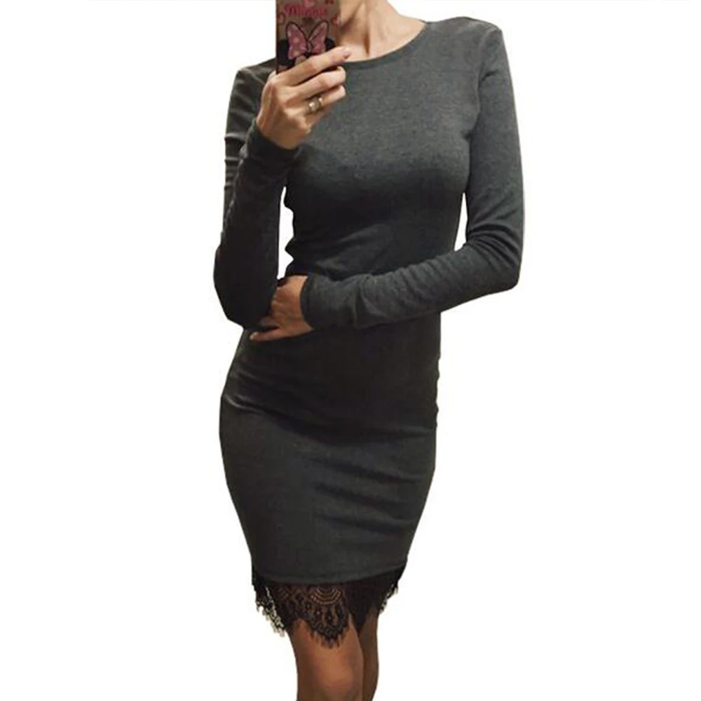 Colorful Apparel Autumn Winter Warm long Sleeve Lace font b Dress b font 2016 New Style