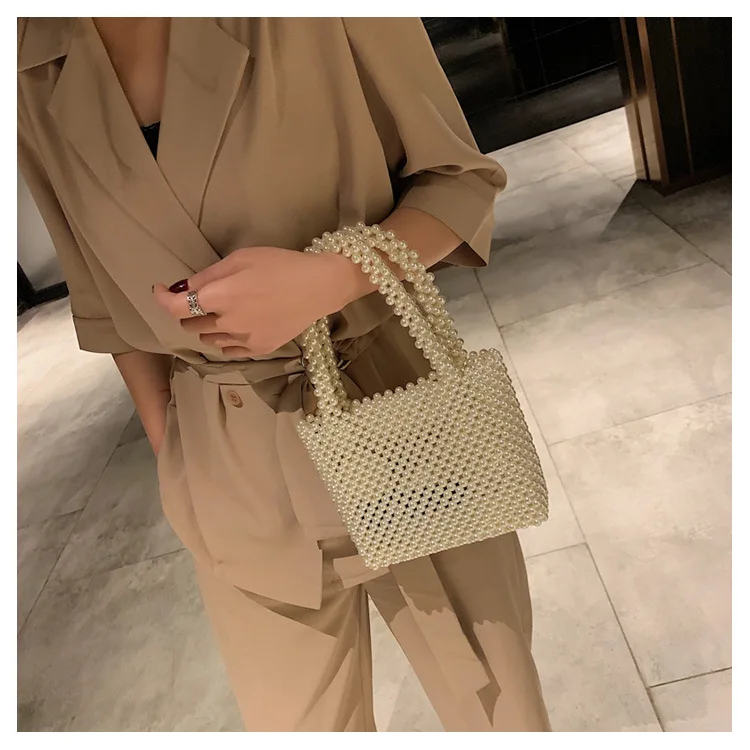 Сумка женская трендовая Женская сумочка, расшитая бисером элегантная вечерняя сумочка, ретро дизайнерская качественная сумочка, роскошная брендовая ручная сумка с жемчугом