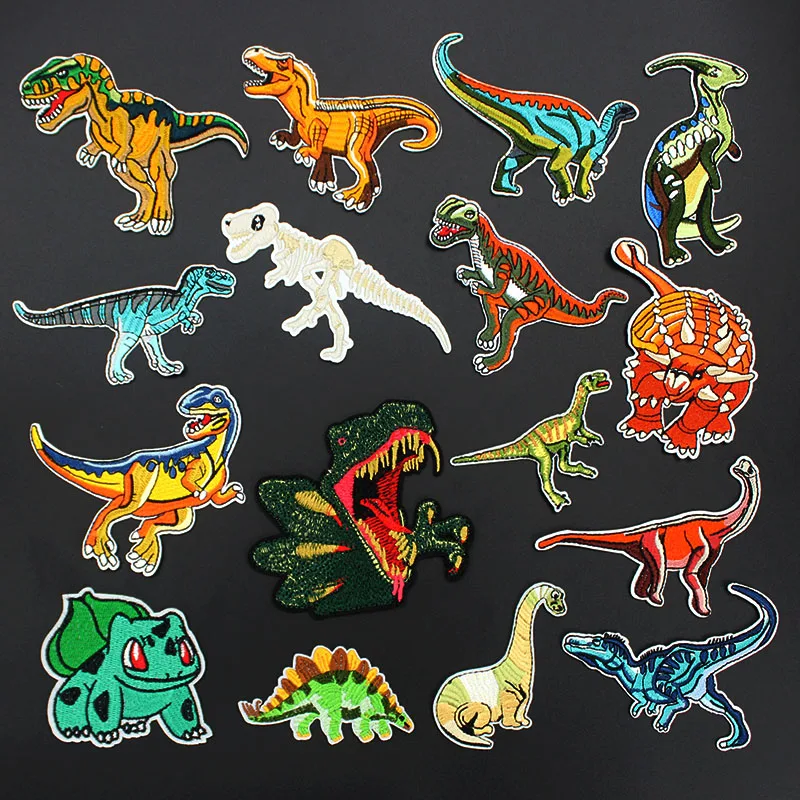 

Cartoon Arts Dinosaur Ironing Patches Motif Badges Embroidered Applique for Children Kids DIY Clothing Jacket Backpack