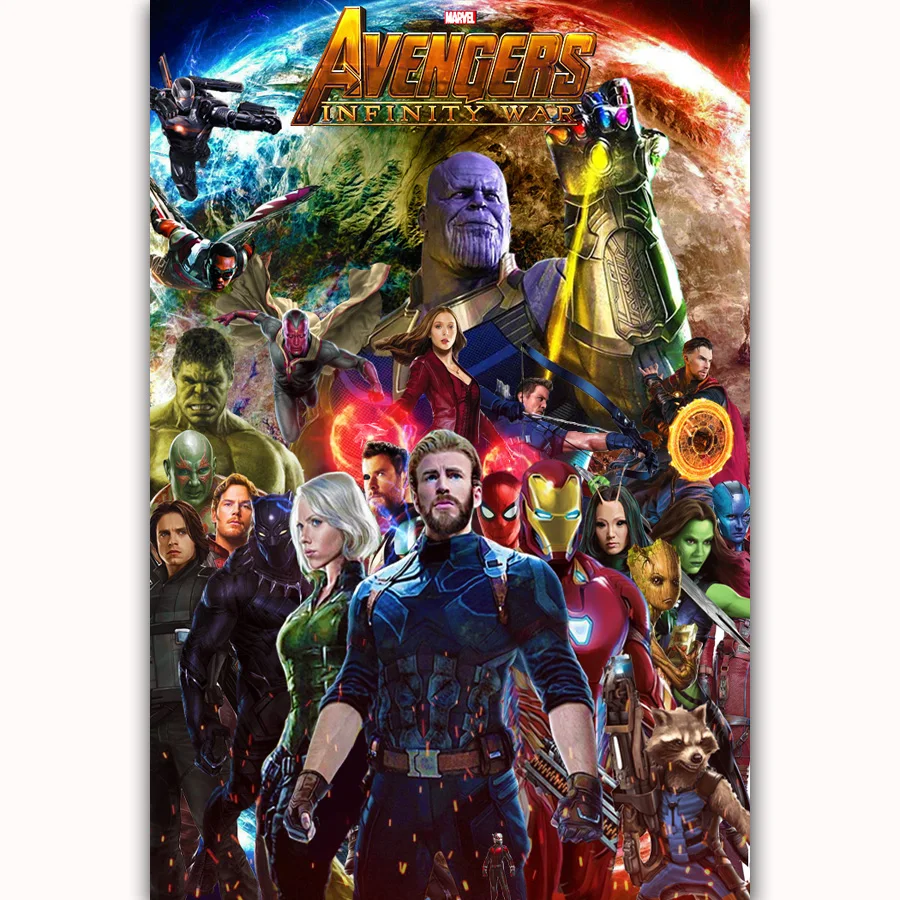 Мстители Бесконечная война 2018 Marvel фильм комиксов Плёнки шелк свет холст для