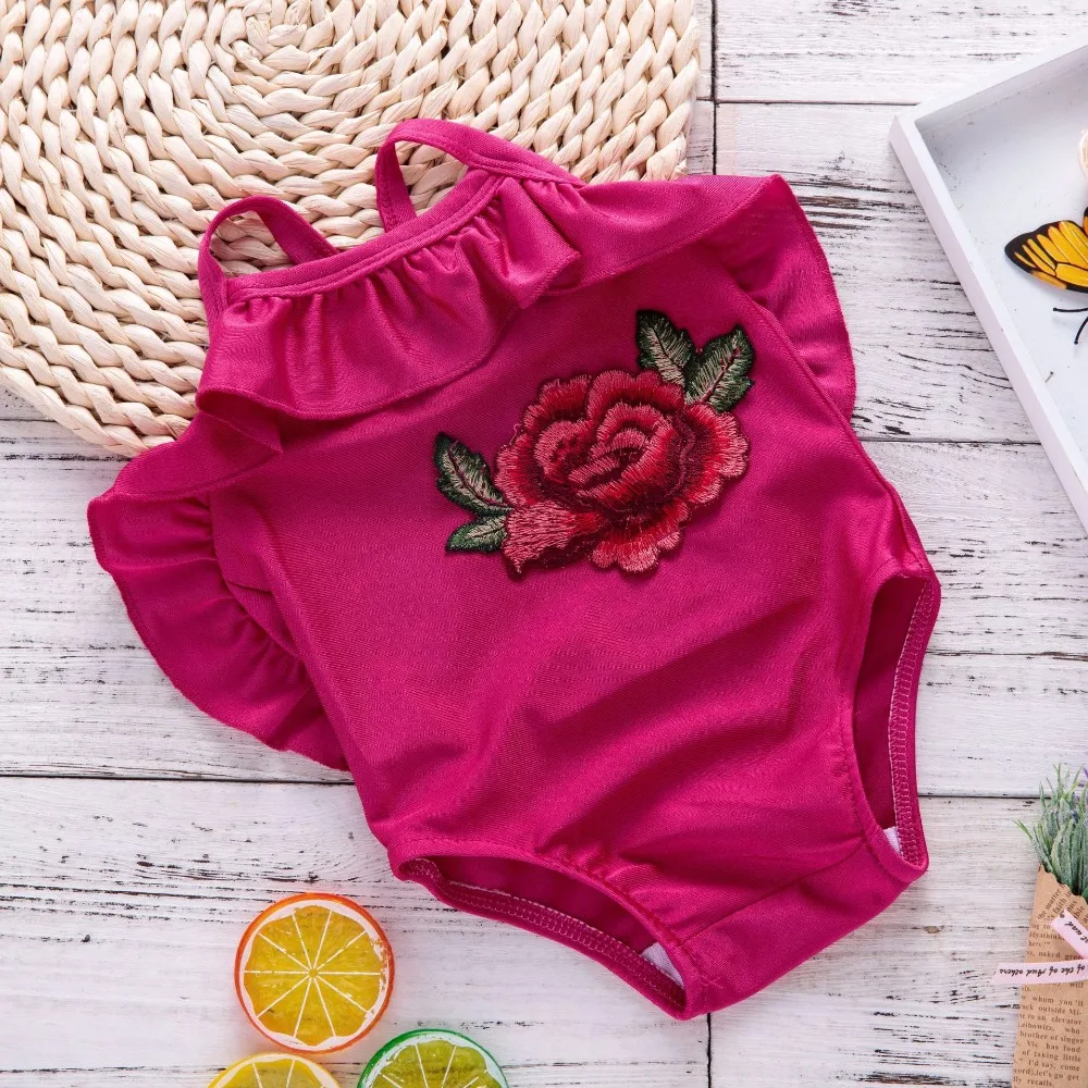 

Baby Bodysuits Summer Doubl Layer Polyester Red Rose Backless Kids Toddler Bathing Suit 1 2 3 4 5 Y Onesie Baby Girl Clothes
