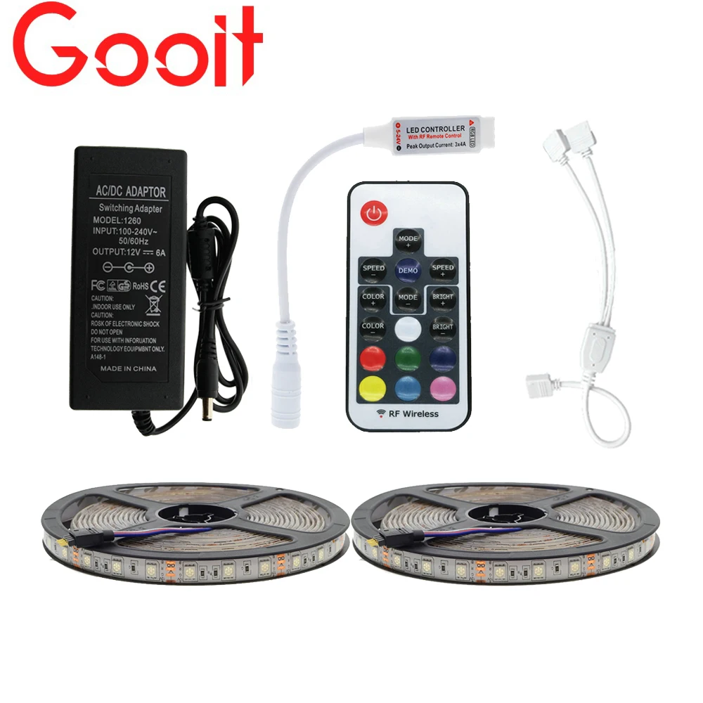

LED Strip 5050 RGB 10M Strip sets 17key RF Wireless Remo Controller with 12V 6A Power Adapter IP65 Waterproof