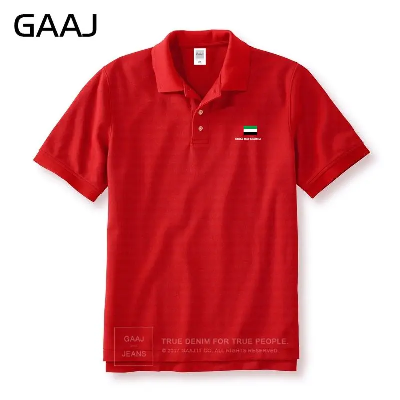 GAAJ, футболки поло с флагом ОАЭ, мужские и женские бренды унисекс, мужские рубашки поло для мужчин, тонкие хлопковые мужские однотонные рубашки#1KK85 - Цвет: Red