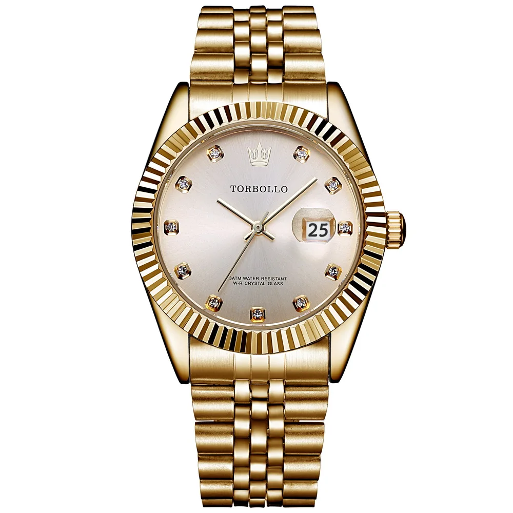 

Golden New Clock Gold Fashion Men Watch Full Gold Stainless Steel Quartz Watches Wrist Watch Wholesale Dropship Gold Watch Men