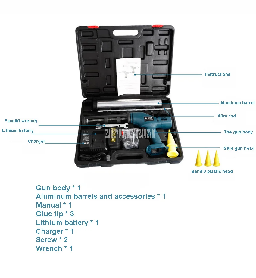 FUJ-DJQ-001 литиевая батарея и колбаса и картридж герметик использовать электрический стеклянный клеевой пистолет 14-18 в 4.0Ah 6000N колбаса пистолет