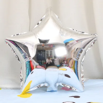 18 дюймов звезда форма алюминиевые шары надувные из фольги для дня рождения украшения гелиевый воздушный шар Globos Свадебные украшения - Цвет: Серебристый