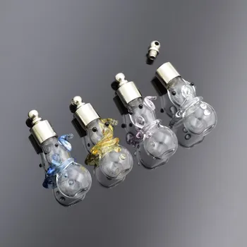 

50pieces 33.3x11x9mm cute snowman SCREW CAP glass vial pendant wishing bottle Perfume oil charm name on rice art jewelry