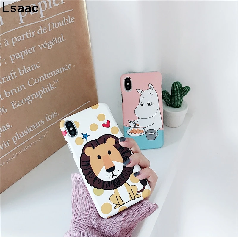 Чехол с милым животным львом и белым медведем для iphone 7 8 plus X XS MAX XR мультяшный