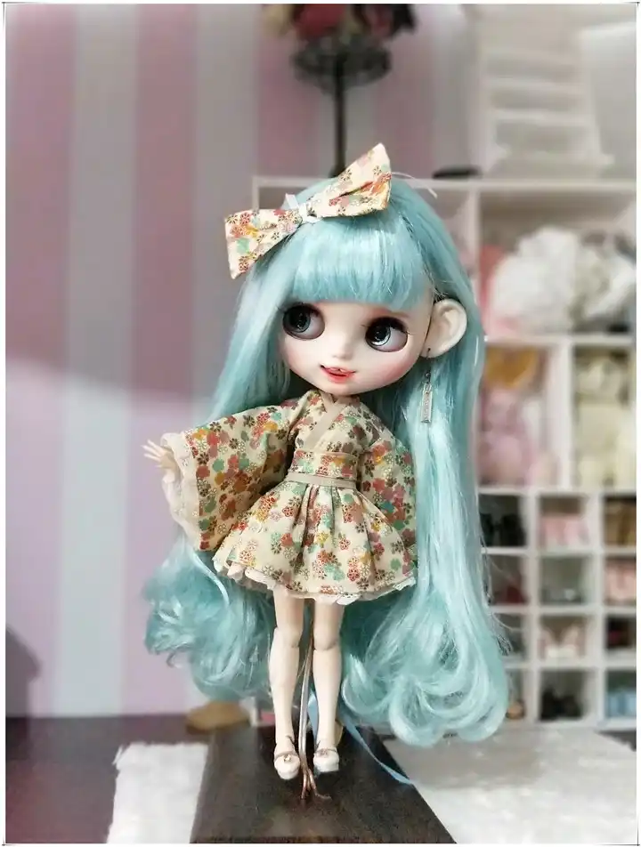 Costume da bambola Outfit Kimono e Hairpin Set per 1//6 Blythe Dolls