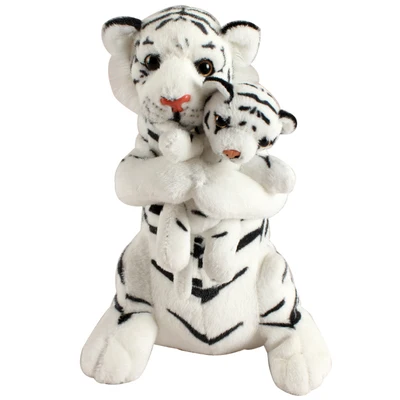 2 шт. 48 см 3 цвета для мамы и ребенка тигра мягкая плюшевая игрушка-симулятор животного King хорошее качество сидя реальных милых - Цвет: Белый