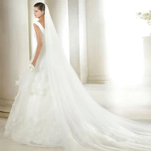 Свадебная фата длинной Длинная свадебная Фата с расческой дешевые настоящая фотография 3 м белого цвета и цвета слоновой кости двухслойная Фата Свадебные аксессуары