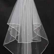 Фаты свадебная фата невесты 1-Слои ручной бисера полумесяца край свадебные аксессуары вуаль белого цвета и цвета слоновой кости в st