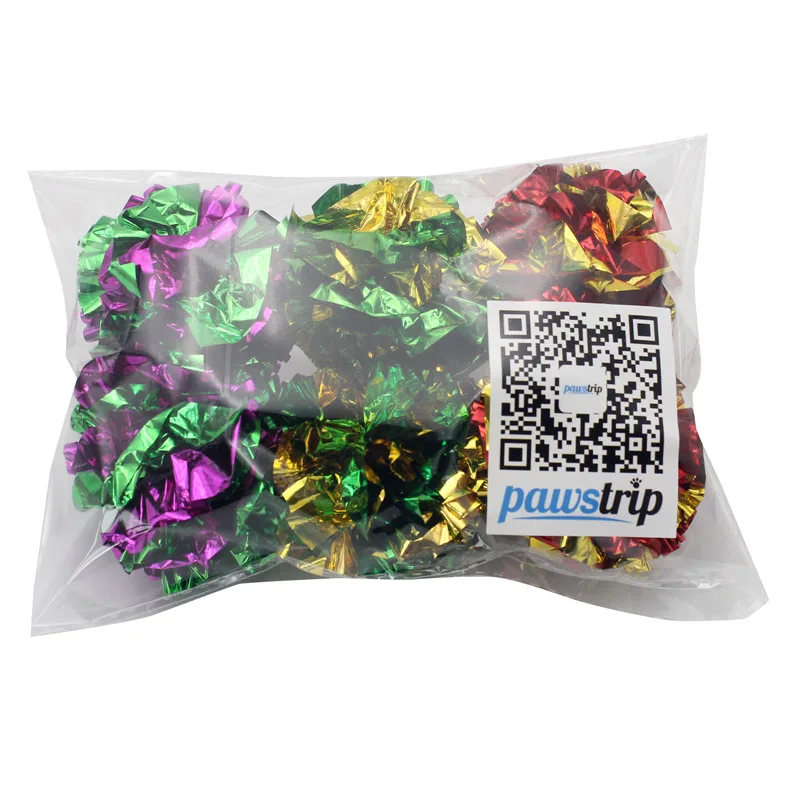 6 шт./лот Диаметр 5 см mylar мяч морщинка Игрушки для котов Интерактивный цветной