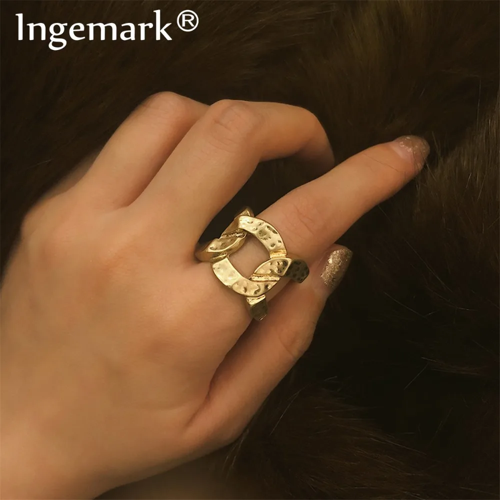

Ingemark Punk Antique Golden Hollow Ring Men Women Accessories Vintage Ancient Silver Double Layered Cross Rings Jewelry Gifts