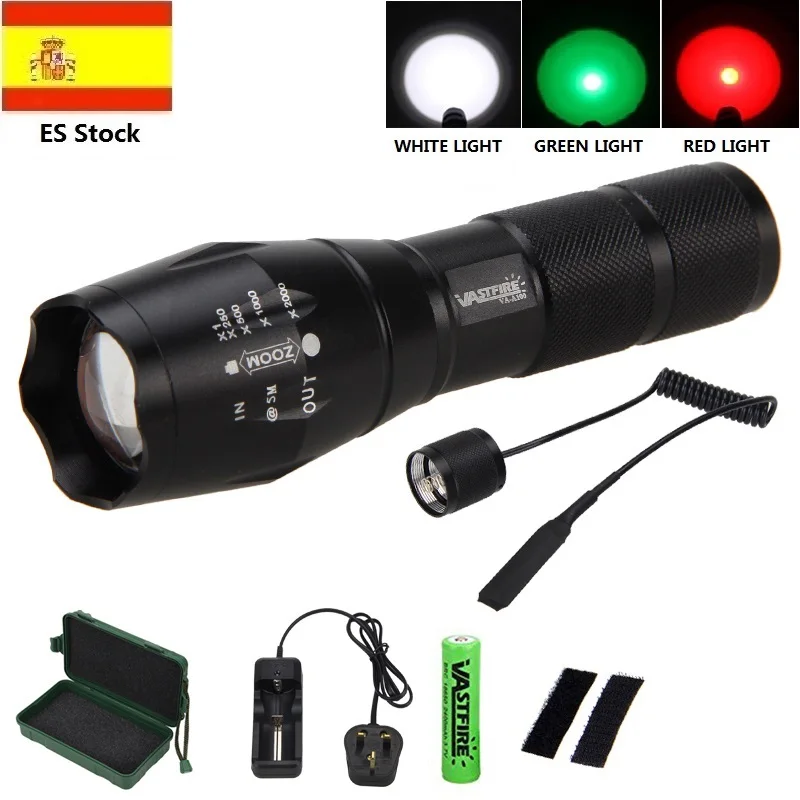 

A100 1 Mode Red/Green (4 Mode white) 350 Lm Zoomable Green/Red Q5 Torch Hunting Flashlight Adjustable Focus Waterproof ES Stock