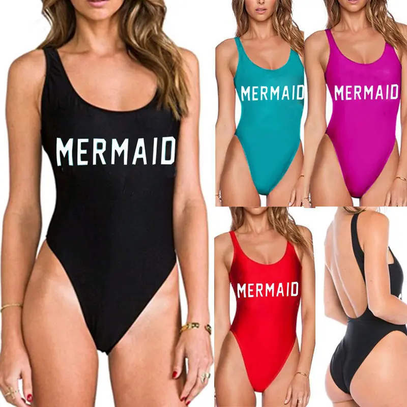 Black Friday Deals Sexy Womens One Piece Swimsuit Swimwear Bathing Monokini Push Up Padded Bikini Swimsuit Biquinis Word MERMAID