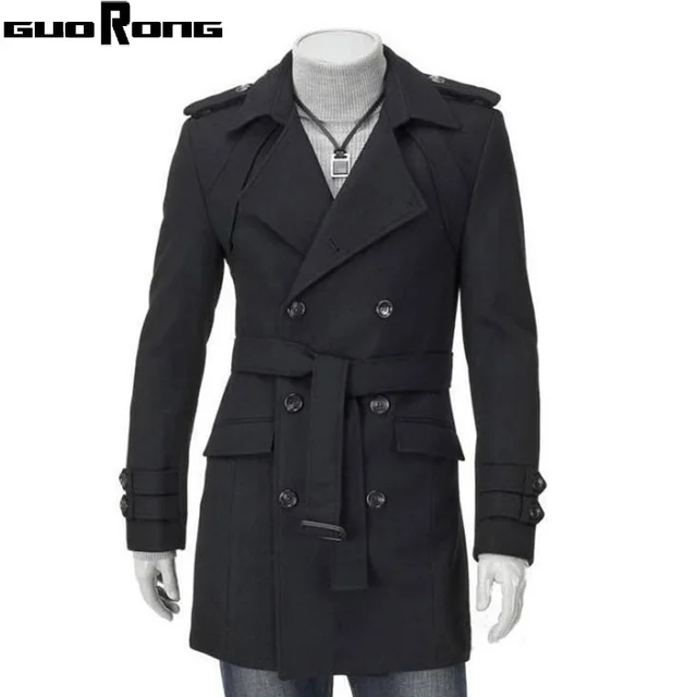 Invierno gabardina Larga Estilo de los hombres de Doble