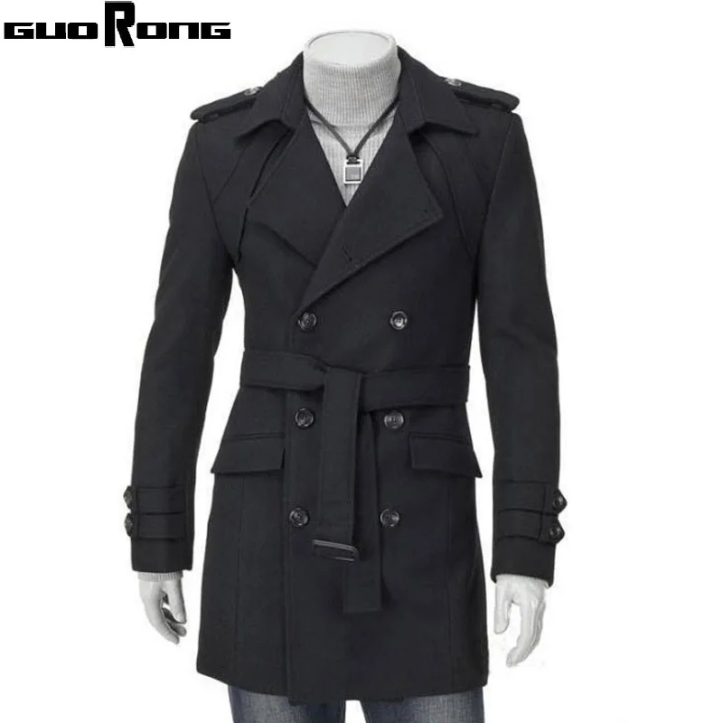 Winter Long trench coat men Style Double Breasted Overcoat male long