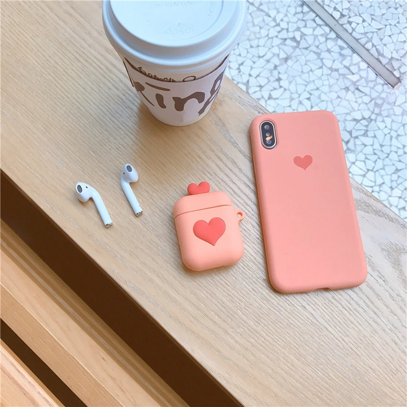 Tofok AirPods гарнитура силиконовый защитный чехол Милая любовь сердце крышка Портативный беспроводной Bluetooth наушники зарядка коробка для хранения