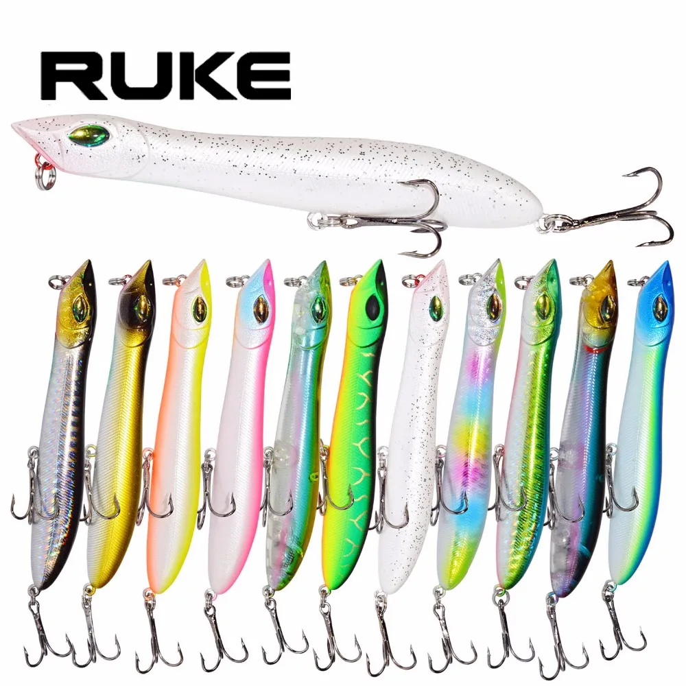 RUKE новая рыболовная приманка, приманка, поверхность, верхняя вода 105 см, 10 г, верхний водяной Поппер, разные цвета, змеиная головка, воблер