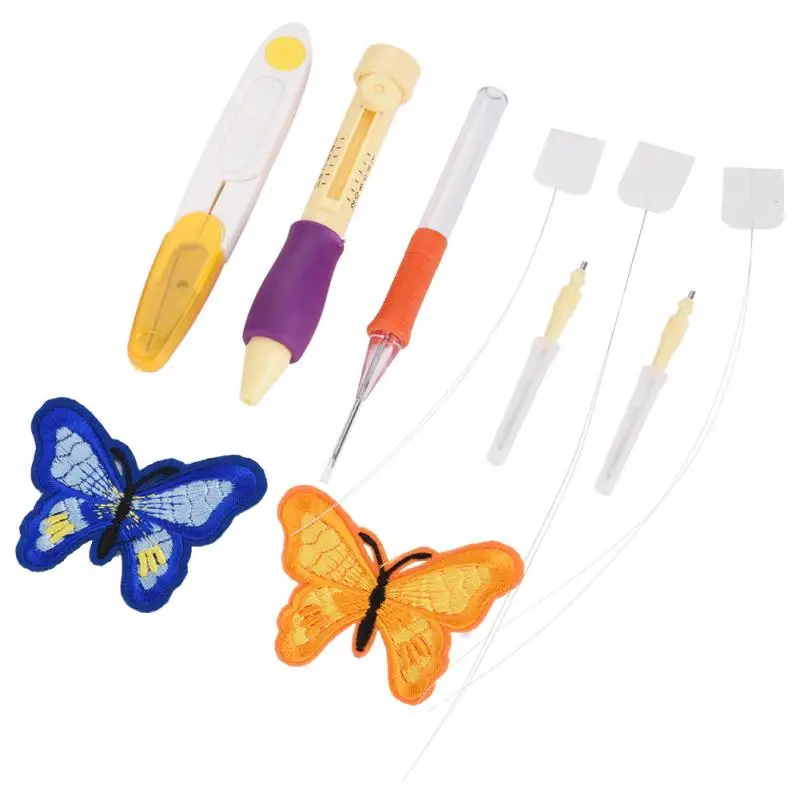 

Embroidery Stitching Needle Punch Pen Felt Template Kit Tool for DIY Craft with Butterfly Template