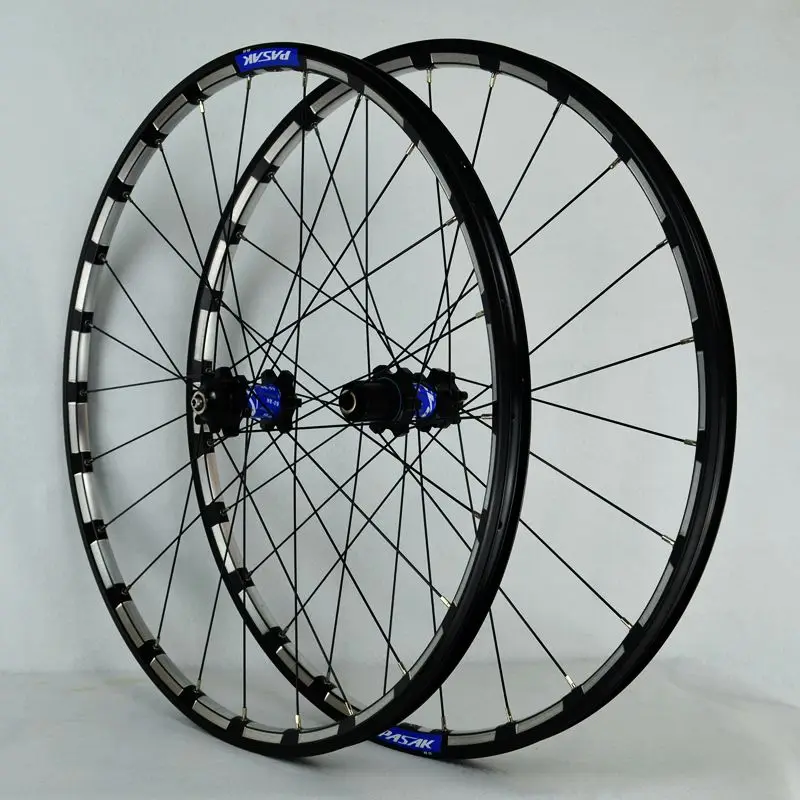 MTB 26 27,5 колеса колесо горного велосипеда 24 Отверстия спереди 2 сзади 4 герметичный Подшипник Ступицы супер гладкая колесная колесо цикл CNC обод - Цвет: 26 Black Blue Silver
