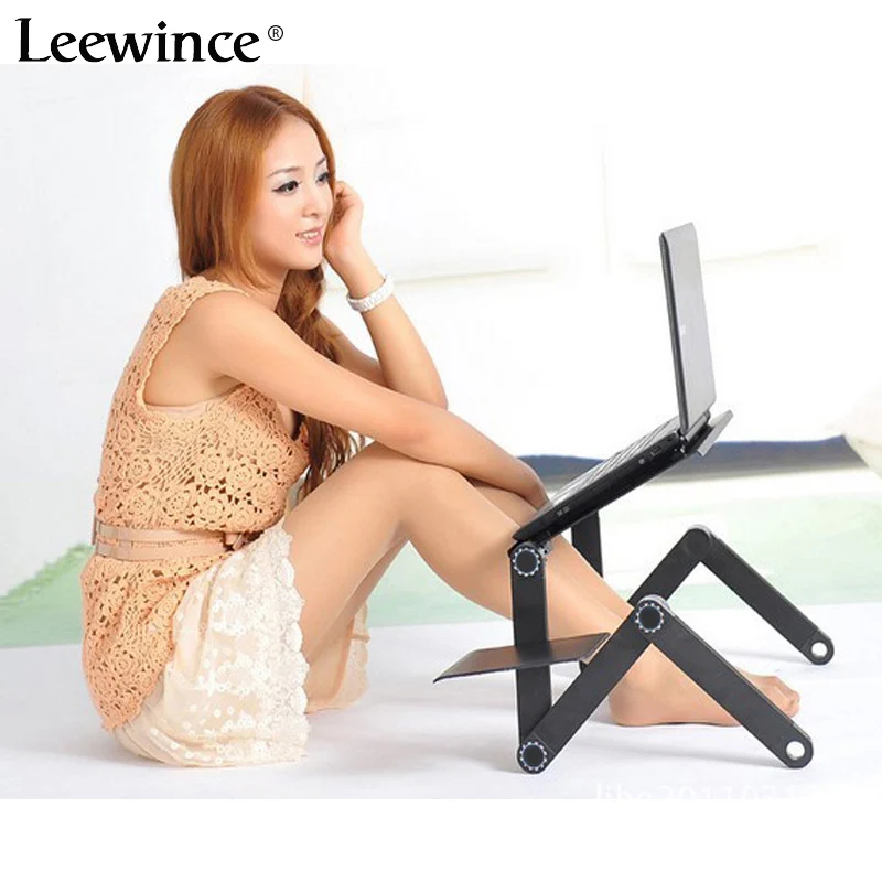 Leewince складной компьютерный стол, портативный ноутбук ПК с подносом, регулируемый ноутбук стол вентиляционная подставка кровать