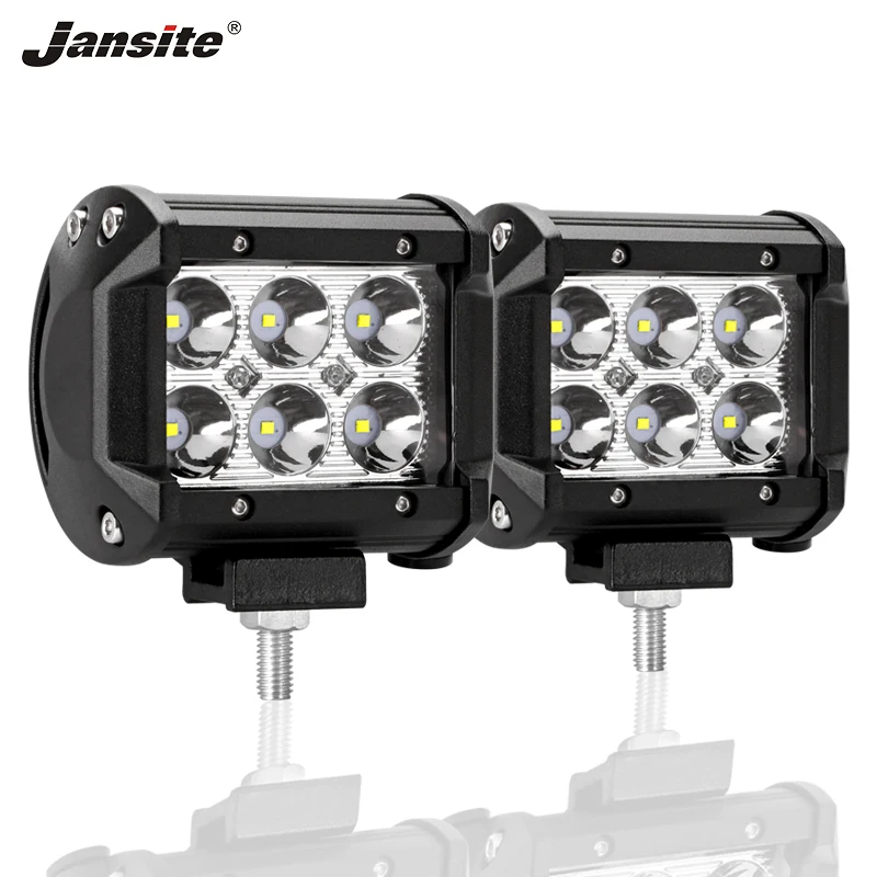 

Jansite 4" 2pcs Car LED Off-road Work light Bar power 18W Spot Beam Waterproof IP67 30 degree Bright light For Crane Motorcycle