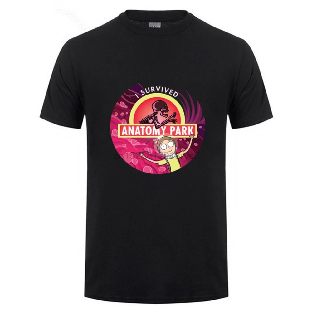 

2018 morty I Survived Anatomy Park t shirt men camiseta rick morty short sleeve O-neck t-shirt