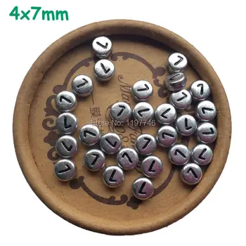 

Custom Silver 4*7mm 3600pcs Coin Shape Single Number Seven Beads Acrylic spacer Beads For Jewelry making diy