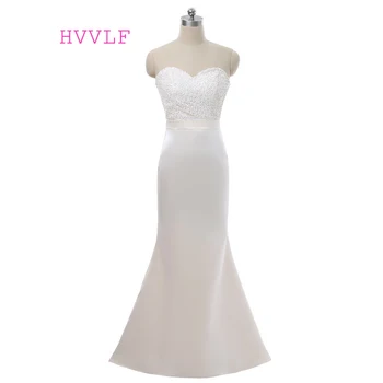 

Beige 2019 Cheap Bridesmaid Dresses Under 50 Mermaid Sweetheart Floor Length Satin Sequins Long Wedding Party Dresses