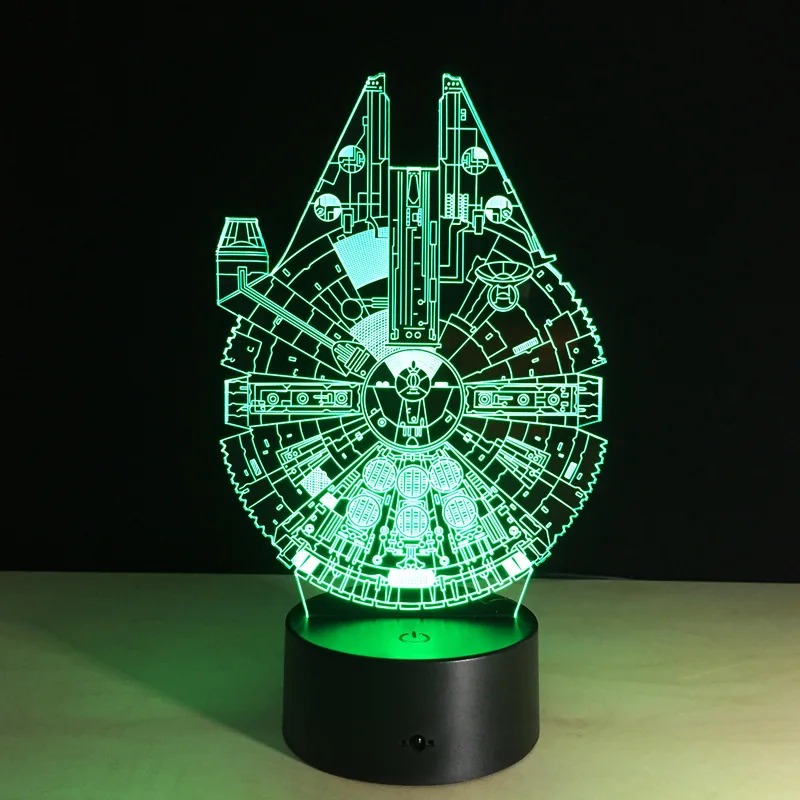 Star Wars Millennium Falcon 3D Crystal Night Light LED Table Lamp USB Xmas Gift 