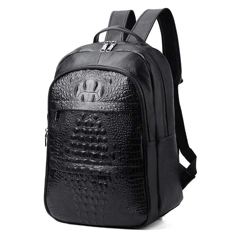 Luxury Brand Designer Alligator Pattern Genuine Leather Men Backpack Perfect Quality School Bag ...