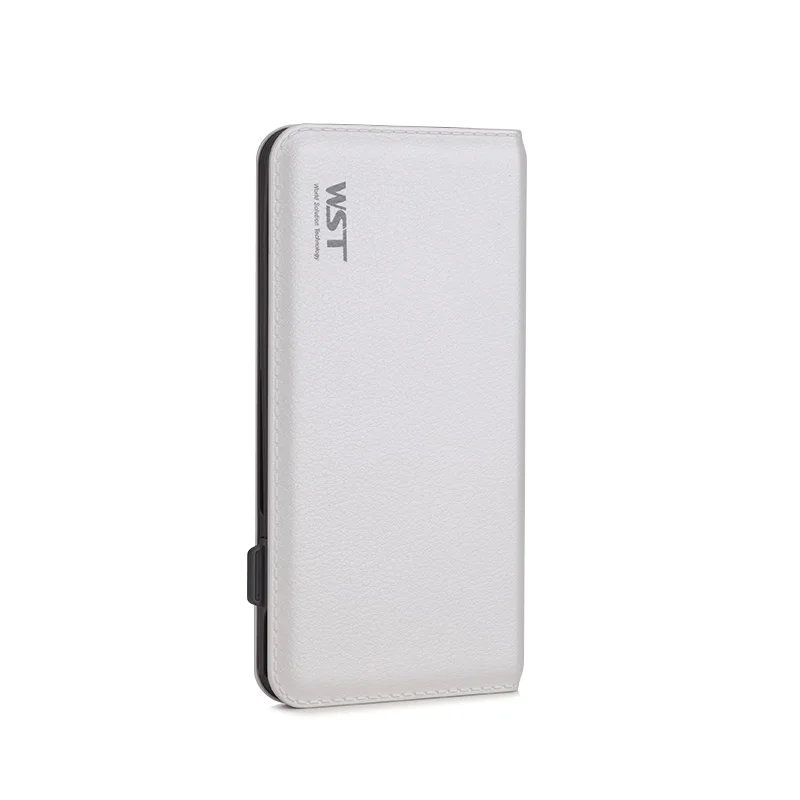 WST Быстрая зарядка PowerBank 8000 мАч ультра тонкий внешний портативный аккумулятор со встроенным кабелем для IOS Android Caricatore Portatile - Цвет: White