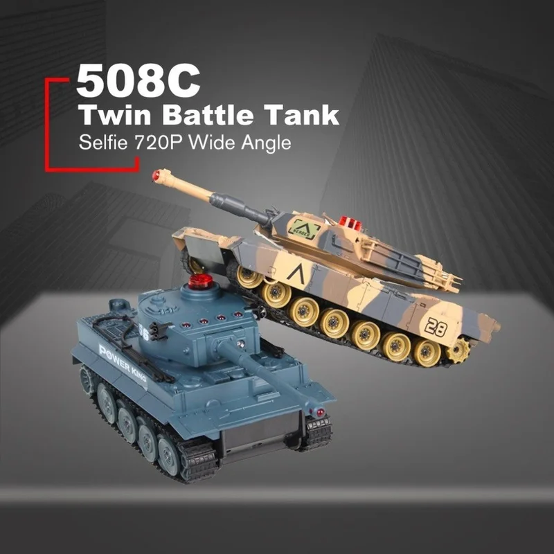 2pcs 1/32 Scale Twin Infrared Battle Tank Shooting Military BB Fighting Bullets Car Toys 