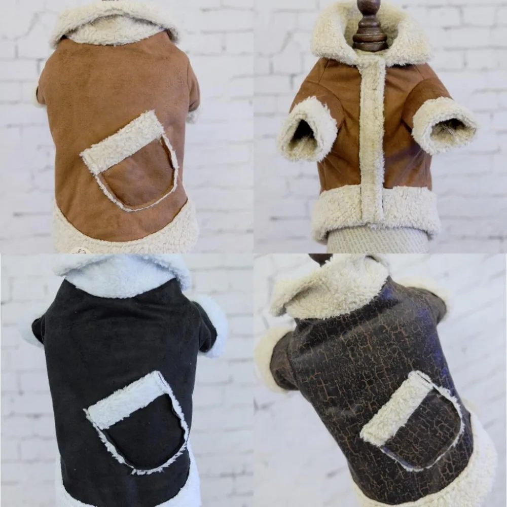 winter warm lamp Suede Dog coat clothing for small dog pet cat cotton padded clothes jacket Chihuahua dog puppy hoodie clothes