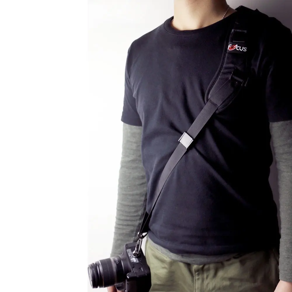 고품질 포커스 F-1 빠른 운반 속도 슬링 소프트 숄더 슬링 벨트 넥 스트랩 카메라 DSLR 블랙-Freehip.co.kr