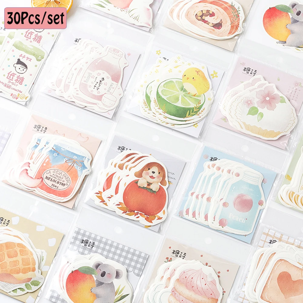 

30Pcs/set Delicious Series Stickers Creative Fresh Sweet Message Sticky Notes Pad Decorative Stickers Paper School Supply Label