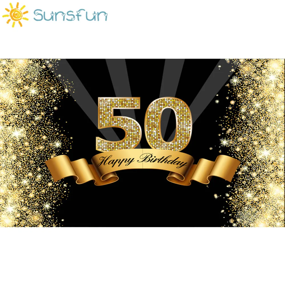 Sunsfun роскошный 50 й День Рождения Вечеринка алмазный Золотой фон для фотосъемки