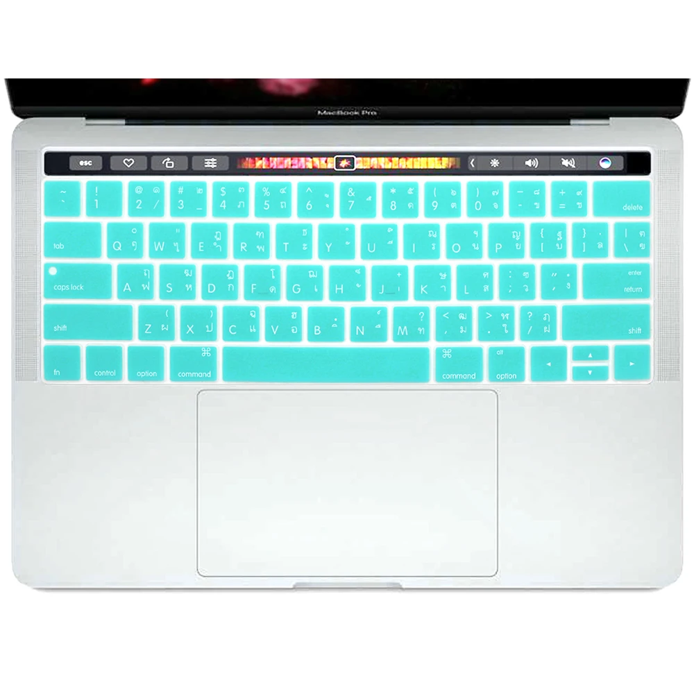 Силиконовый чехол кожи протектор для Apple Macbook Pro 13 A1706 15 A1707 с Touchbar Тайский Таиланд Язык - Цвет: whiteblue