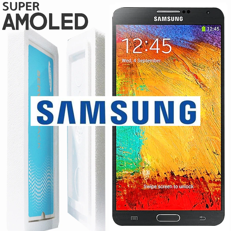 Оригинальный 5 ''Супер AMOLED LCD с рамкой для SAMSUNG Galaxy Note3 Note 3 N9005 дисплей