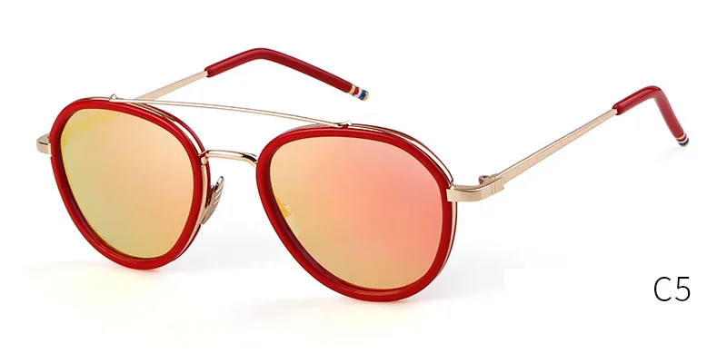 Хорошая победа ретро Овальный пилотные очки Для женщин Для мужчин Элитный бренд покрытие Светоотражающие женские солнцезащитные очки пилота UV400 dames zonnebril - Цвет линз: C5 Red Mercury