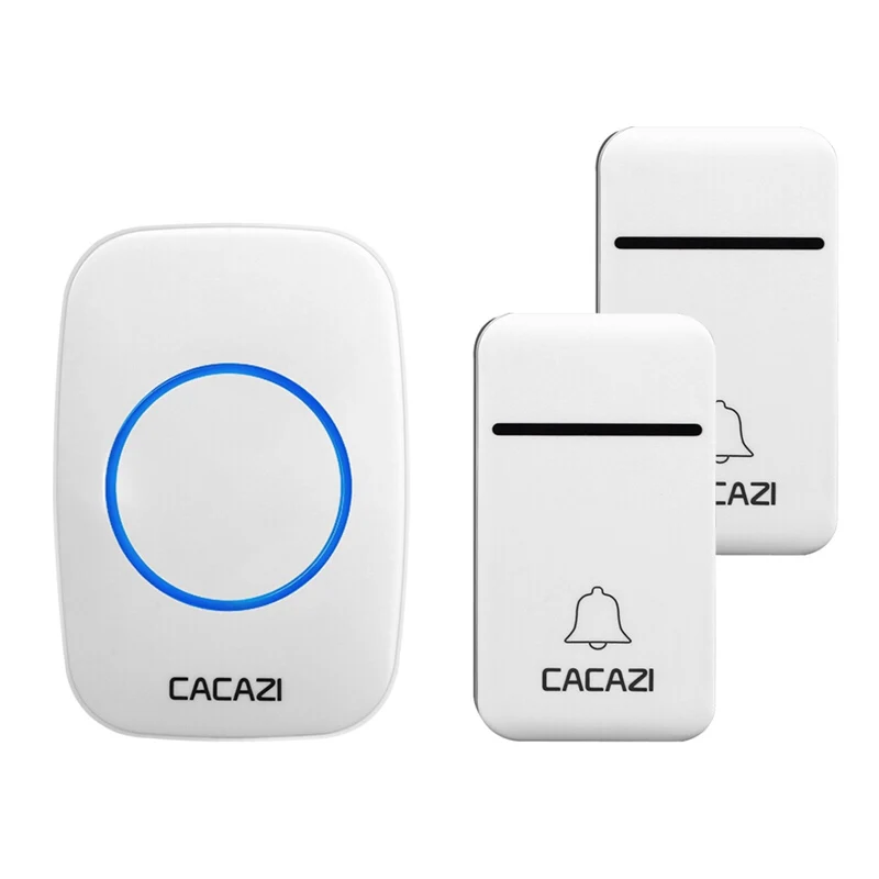 White 2x1 CACAZI FA12 автономным питанием Беспроводной дверной звонок Водонепроницаемый смарт-нет Батарея Домашний Беспроводной звонок 200 M удаленного 38 куранты 1 2 кнопки - Цвет: White 2x1